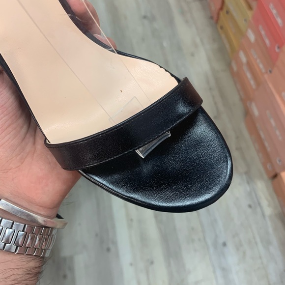 Empress Cone Wedge Glass Heel in Black Faux Leather - Picture 8 of 9